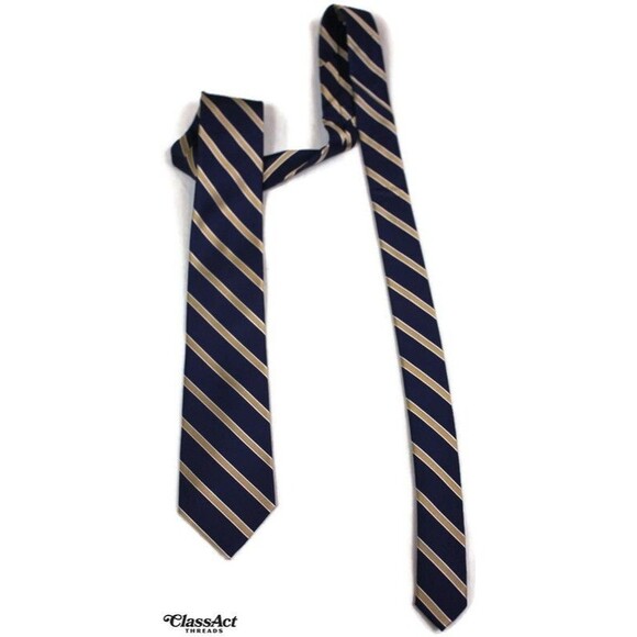 JOS. A. BANK Reserve Men's 100% Silk  Necktie STRIPED Blue 3" Wide - Picture 4 of 5